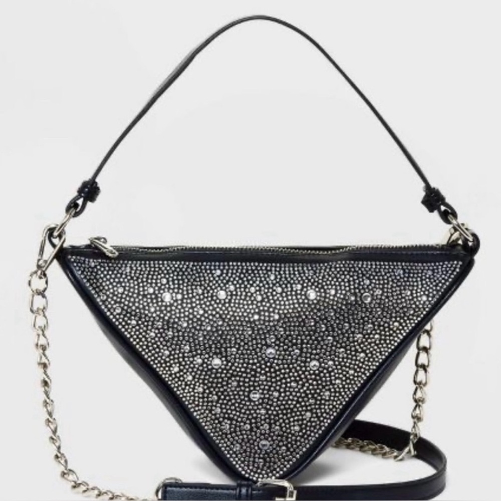 Triangle Rhinestone Bag - WildFable Black